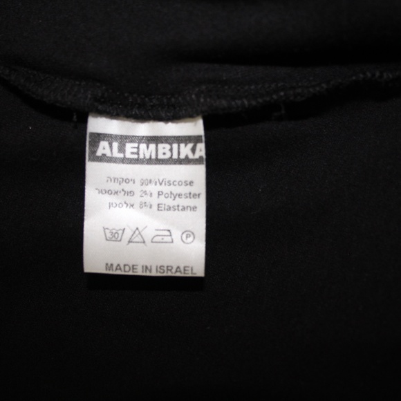 Alembika Black Grey Pinstripe Trim Crewneck Jersey Knit Pullover Tunic Top 1 XS - Picture 6 of 6